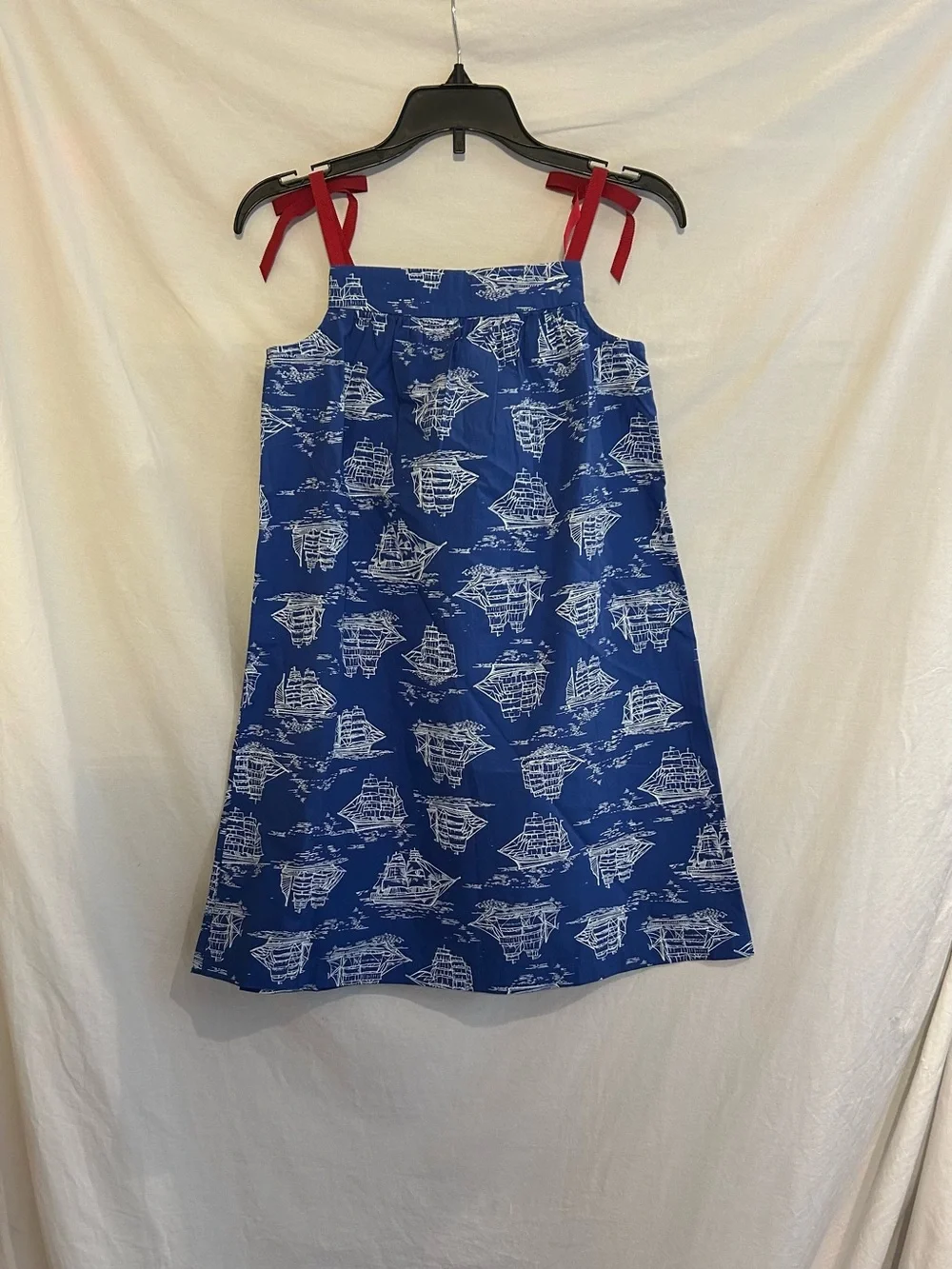 Hanna Andersson Girls 8 130cm BlueTall Ship Sleeveless Pillowcase Dress NWT
